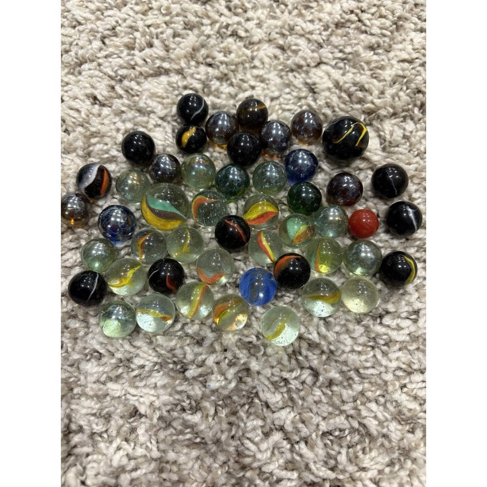 Lot Of 49 Vintage Marbles Cats Eye Shooting Marble Swirl Patch Marbles As Is